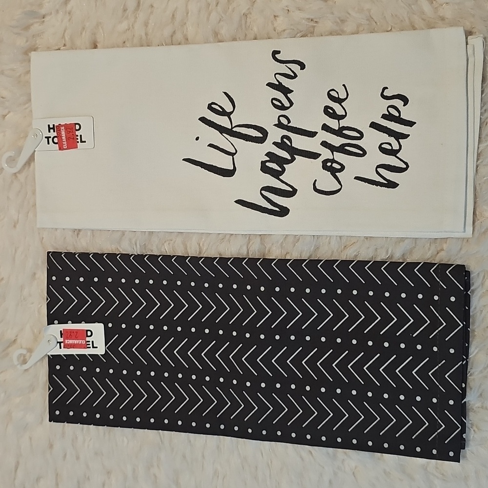 $FREE w/ Purchase: Tea Towels (2) "Life Happens Coffee Helps"